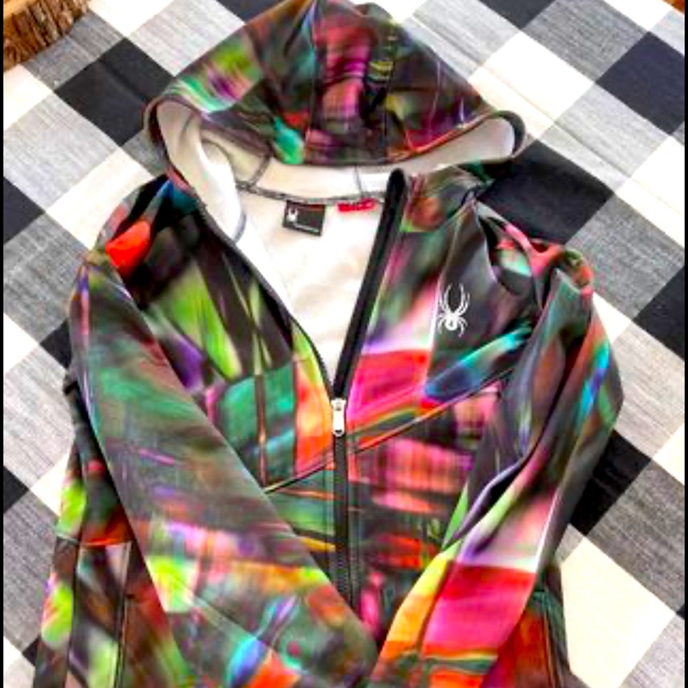 Spyder color pop zip up hoodie